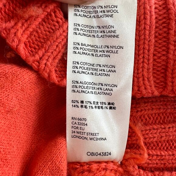 Free People Orange Snow Drop Knit Button-Up Oversized V-Neck Cardigan Sweater S - Picture 8 of 8